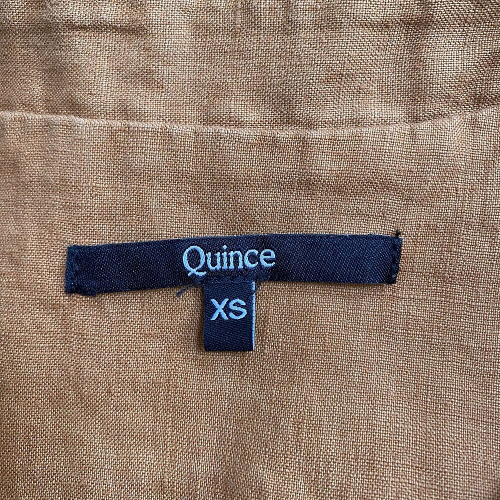 Quince Terracotta 100% European Linen Button Front Belted Midi Dress Size XS - Picture 13 of 14